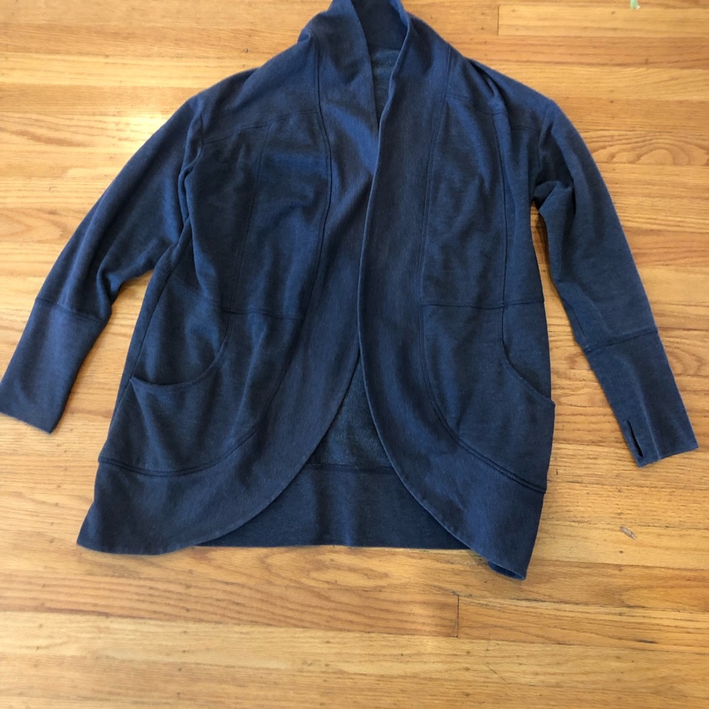 Eddie Bauer Navy Open-Front Draped Cardigan Blazer, XL